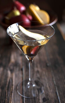 Pear Martini On Wood Table