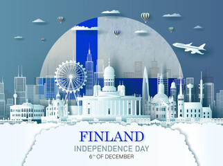 Travel landmarks Finland city with celebration finland independence day.