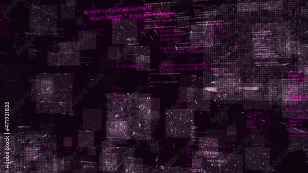 Poster programming code abstract technology background, seamless loop. animation. digital code lines on a b