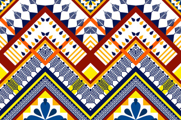 Geometric ethnic pattern design. Aztec fabric carpet mandala ornament boho chevron textile decoration wallpaper. Tribal turkey African Indian traditional embroidery vector illustrations background.