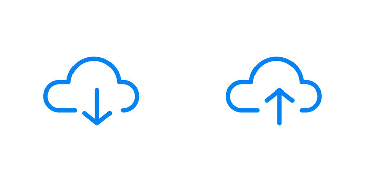 Conjunto de icono nube de cargar y descargar. Nube con icono de flecha. Ilustración vectorial