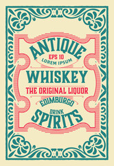 Whiskey label with old frames