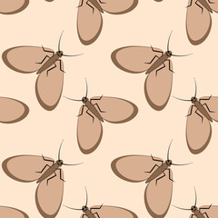 Illustration on a square background - stylized moths - graphics. Summer, insects, unbearable ease of life