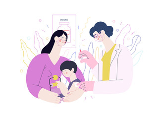 Childhood immunization - medical insurance illustration. Flat vector
