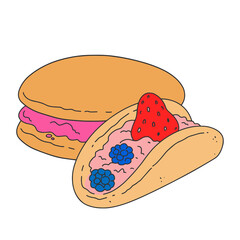 Pancake or doroyaki. The traditional dish of Tokyo. Vector illustration in cartoon style.