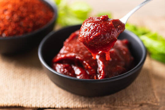 Korean gochujang (red chili paste), spicy and sweet fermented condiment in Korean food