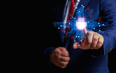 cybersecurity concept and data protection internet technology information privacy Businessman working with modern computer keys protecting network connection of business data and financial information