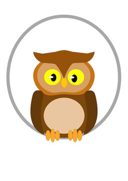 Illustration of an owl with big yellow eyes