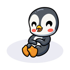 Cute little penguin cartoon laughing