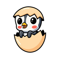 Naklejka premium Cute little penguin cartoon inside an egg