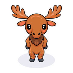 Cute little moose cartoon standing
