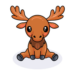 Cute little moose cartoon sitting