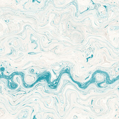Aegean teal mottled swirl marble nautical texture background. Summer coastal living style home decor. Liquid fluid blue water flow effect dyed textile seamless pattern.
