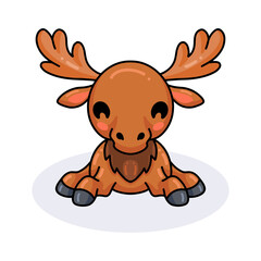 Obraz na płótnie Canvas Cute little moose cartoon sitting