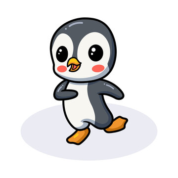 Cute little penguin cartoon posing