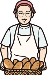 パンを持つパン屋さん