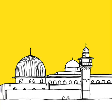 Al-Aqsa Mosque In Jerusalem Vector Drawing