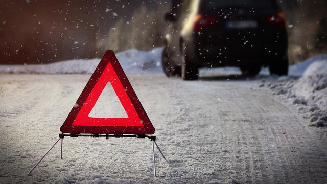 Car with a breakdown in the winter