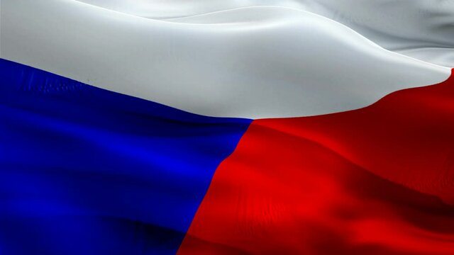 Czech flag. 3d Czechia sign waving video. Flag of Czechia holiday seamless loop animation. Czech Republic flag silk HD resolution Background. Czechia flag Closeup 1080p HD video for Independence Day,V