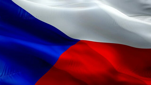 Czechia flag video. National 3d Czech Republic Flag Slow Motion video. Czechia tourism Flag Blowing Close Up. Czech Flags Motion Loop HD resolution Background Closeup 1080p Full HD video flags 