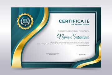 Obraz premium Elegant Certificate template with green gradient background