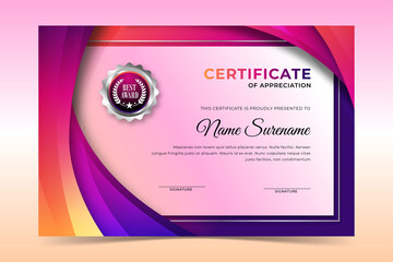 Certificate template with creative vibrant gradient background