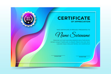 Certificate template Colorful vibrant gradient design