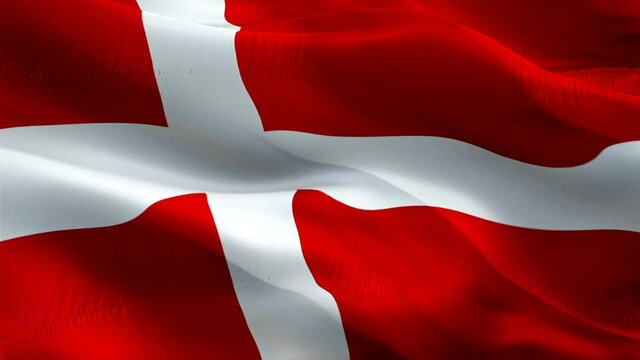 Denmark flag video. National 3d Danish Flag Slow Motion video. Denmark tourism Flag Blowing Close Up. Danish Flags Motion Loop HD resolution Background Closeup 1080p Full HD video flags waving in wind