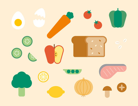 Healthy food ingredients. flat design style vector illustration.