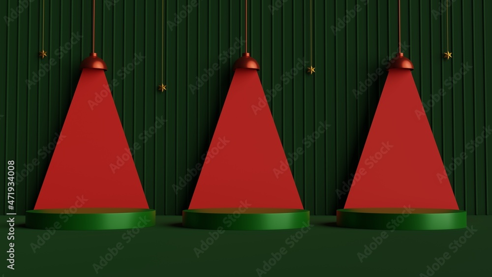 Poster minimal scene with geometric cylinder podium on midnight green background.merry christmas and happy 