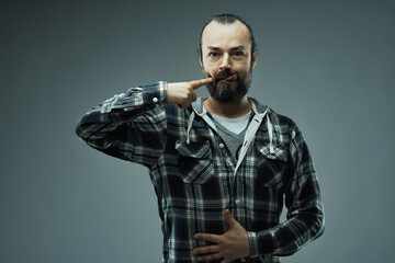 Concept of a foodie, glutton, greedy man or one who enjoys food