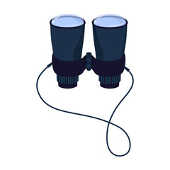 Binoculars isolated on white background. Camping Binocular. Equipment for Hiking, Camping, Trekking, Tourism, Travel. Good for web and print