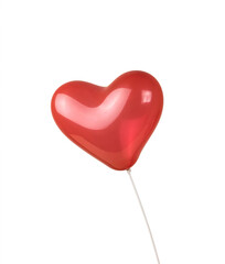 A heart-shaped balloon on a stick isolated on a white background.