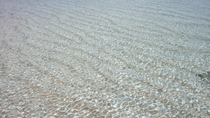 【グラフィック素材】太陽の光が反射する波打ち際と白い砂浜の砂紋