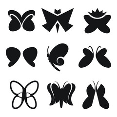butterfly icons set