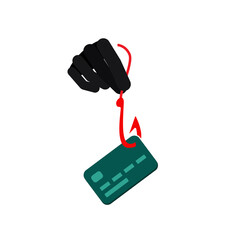Phishing. Hacking a bank account. Financial online fraud. A hacker attack on a bank card. Cyber crime. The concept of hacker attacks, Internet scam and web protection. Vector illustration 