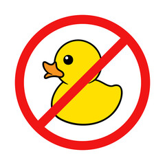 No Rubber Duck Sign on White Background