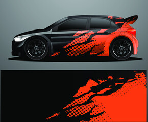 Rally car decal graphic wrap vector, abstract background © yogart