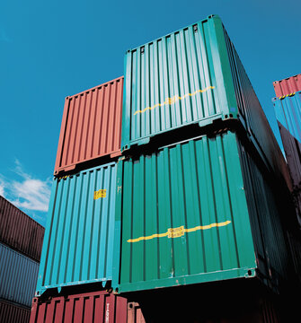 Shipping containers in shipyard