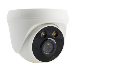 White CCTV perspective to the left side with copy space on isolated background