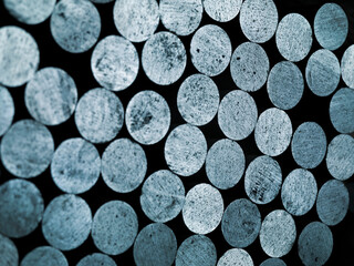 Stack of round steel billet