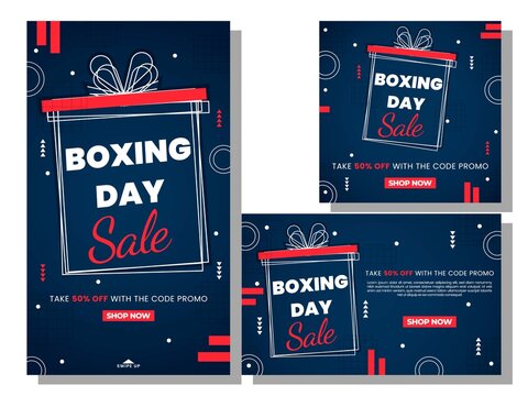 Boxing day social media post template design collection illustration