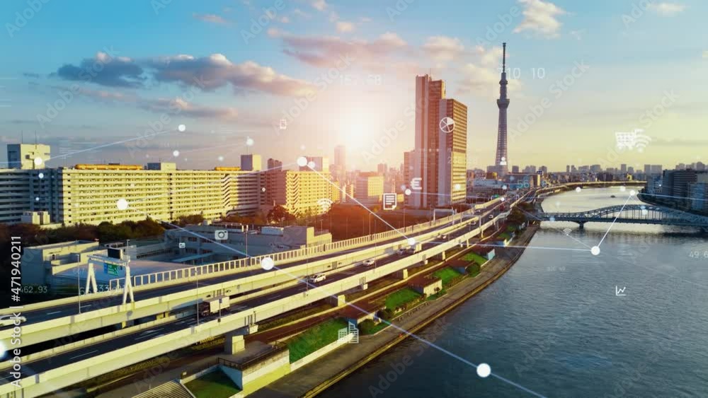 Poster smart city and wireless communication network concept. iot (internet of things). 5g.