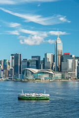 Skyline of Victoria harbor of Hong Kong city - 471940610