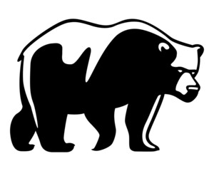 black and white bear walking, vector