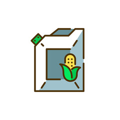 Bio energy. Gasoline tank with a corn. Pixel perfect, editable stroke colorful icon