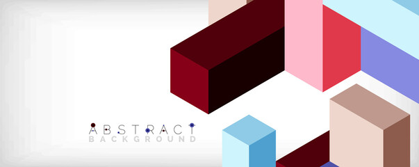 Abstract background. 3d cubes, cubic elements and blocks. Techno or business concept for wallpaper, banner, background, landing page