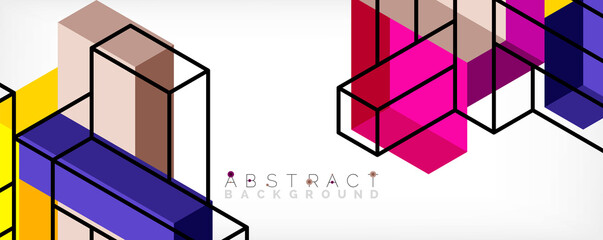 Fototapeta premium Abstract background. 3d cubes, cubic elements and blocks. Techno or business concept for wallpaper, banner, background, landing page
