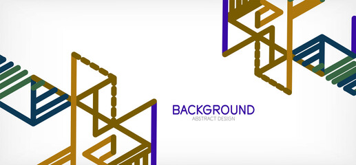 Abstract background. Color lines on white background. Linear abstract composition. Techno or business concept for wallpaper, banner, background, landing page