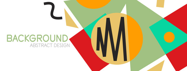 Abstract background. Blocks, lines, triangles, circles composition. Techno or business concept for wallpaper, banner, background, landing page